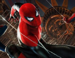 Ryan Meinerding Instagram - Spider-Man team up!  I loved working on this movie, here is one of the keyframes I did showcasing the Spider-men swinging together.  This story is such a dream come true!
