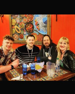 Ryan O'Nan Instagram - THIS WAS SO FUN!! Great time hanging with some super talented authors, who I’m happy to now call pals. If you dig my book, “WINDERS”, and you love fantasy/sci-fi genre stuff, check out their books! @nickmartellofficial @samanthacohoe @clayharmonauthor #Jabberwockymafia