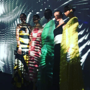 Rylee Mackintosh Instagram - How awesome was @jason_haggerty's projection work @theartscentregc for #opening night of 
#comingintofashion What a thrill to wear this black and white twinkling Adam & Smith floor length gown from the @thedarnellcollection.