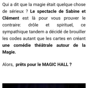 Sabine Perraud Instagram - Cette fois tu sais tout! Tu viens? Merci @florenceyeremian #symanews #untrucentrenous #theatre #magie #comedie #comedieromantique  #toutpublic
