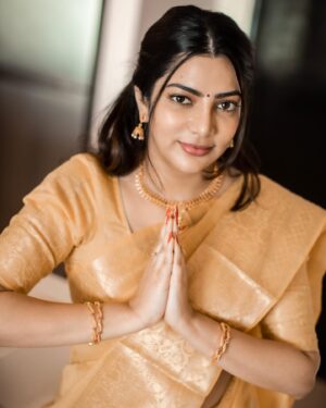 Sai Priya Deva Instagram - Wish you happy Diwali 🪔 Diwali special 🥰🪔PC: @jerald #happy #happydiwali #celebration #saree #yellowsaree #indianstyle #sweet #beyourself #loveyourself #spacialday #photography