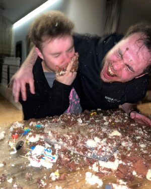 Sam Fender Instagram - Dean slammed a full Collin the Caterpillar in ma face. Thanks for all the birthday love ❤️ @deanedwardthompson