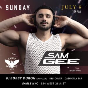 Sam Gee Instagram - NYC 
See you this Sunday at @eaglenyc 🔥🔥
