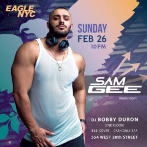Sam Gee Instagram - NYC 
See you this Sunday at @eaglenyc 🔥🦅🎉