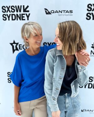 Sam Lane Instagram - In conversation with Layne Beachley @sxswsydney. A joy with a true gem. 
Our session was about reinvention and adaptation, and riding waves of all of that. And some!
An extra memorable one, @laynebeachley 🌊 💎 
Thank you @tessmoroney & #sxsw #sxswsydney for having us, and to our very lovely audience.