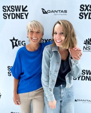 Sam Lane Instagram - In conversation with Layne Beachley @sxswsydney. A joy with a true gem. 
Our session was about reinvention and adaptation, and riding waves of all of that. And some!
An extra memorable one, @laynebeachley 🌊 💎 
Thank you @tessmoroney & #sxsw #sxswsydney for having us, and to our very lovely audience.
