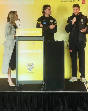 Sam Lane Instagram - With Richmond FC, Jack Ross & Jacob Hopper [  Baby Lane on board✨] talking footy at the MCG ♥️
@richmond_fc @jacobmhopper @jaackrosss @matildastapleton @breegaskin @mcg @dref_by_d