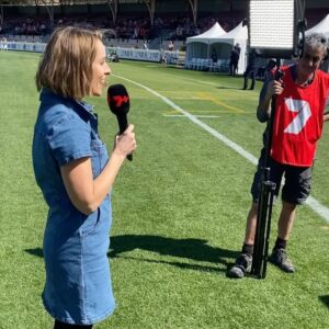 Sam Lane Instagram - Mic fest 🎤🎤🎤@7afl with 💥 @jo.wotton @kate.mac.9 at @sydneyswansaflw v @catswomens today💥 and @abbeycholmes @katiebrownaus @jasonbennetttv at @lionsaflw v @richmondwomens rd1 💥