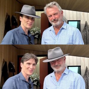 Sam Neill Instagram - HAT OFF! #CillianMurphy was here, and of course we had to sort out once and for all if he owns the #Oppenheimer grey hat forever. Despite the fact I have owned one for years myself. (Did i get it off a movie? I don’t know. Rams? ) And of course he won hands down. Dammit. Like he OWNS the flat cap #PeakyBlinders. #Oscar doesn’t hurt in this regard.