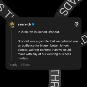 Sam Reich Instagram - CollegeHumor is dead. Long live Dropout. 👑