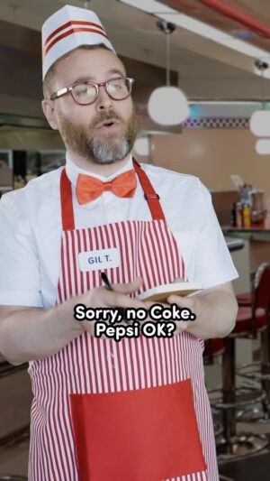 Sam Reich Instagram - pepsi OK? 🥤
.
written with @coolboyryan, shot   edited by @gregstees 
.
#sketchcomedy #funny #diner #dietcoke #dietpepsi #dropouttv #gamechanger