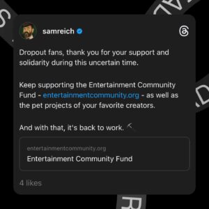 Sam Reich Instagram - dropout is back in production. 🫡