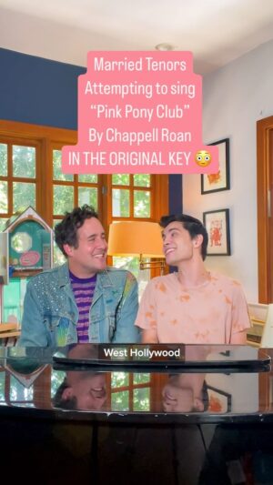 Sam Tsui Instagram - Also debuting our daughter’s new dollhouse in the background haha #pinkponyclub #chappellroan #riseandfallofamidwestprincess #goodluckbabe #singers #duet #belting #marriedtenors #popmusic  #newmusic