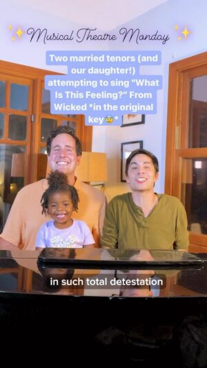 Sam Tsui Instagram - Elaia requests this song almost every car ride - so we had to give it a try for #musicaltheatre monday! #broadway #wicked #whatisthisfeeling #loathing #singers #belting #family #vocals #musicaltheater #showtunes