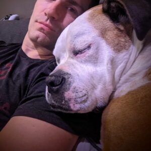 Sam Witwer Instagram - I set out to adopt 0 dogs.
I now have 3 dogs.

#adoptdontshop🐾 #strays #dontdumpyourdogs #Leonard #Leroy #Landru #Nimoy #Buster #Booter #MisterBootstraps #MisterStraps #Boosterrocketship #Walter #Walt #christophwaltz #MisterSqueaks #Pitbull #Bulldog #AmericanBulldog