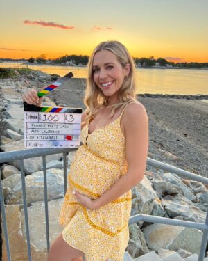 Samantha Cope Instagram - Frankie Meets Jack // ONE YEAR AGO! 🎬🐶💕

1. Sneaking away from set for a kiss and a selfie
2. Surprisingly not the hairiest costars I’ve ever had 
3. Wearing a fake belly for the movie while secretly growing my real life belly 🥹🙏🏼 
4. Kevin Bacon doing tricks 
5. Our director @andrewlawrence 
6. Joey was filming this day and I was pregnant and hungry and probably complaining about one of those things 😂
7. The in-between moments 🧡 
8. Who remembers this scene of the movie? 
9. First day of shooting!
10. Views from the trailer 🙏🏼 

It’s not very often you get to write, produce and star in movie with your hubby/baby daddy. I love these memories! Who watched #FrankieMeetsJack on @tubi?! 🖤