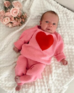 Samantha Cope Instagram - life lately 💗! I’m sure all my mama friends can relate to the last pic.. be careful putting that bum too close while you burp the babes #ifykyk #newmom #valentinesday