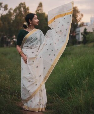 Sanjana dipu Instagram - From wrapping our mother’s dupatta to draping the 9 yards, we all grew up. 🌼
.
.
.
Picture credits @natureskid__ 
Outfit @ownyourtradition 
Styling and accessories #memyselfandi