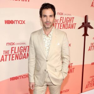 Santiago Cabrera Instagram - Last night at the premiere of @flightattendantonmax Season 2. Thank you @anniejagger for the style @sandroparis