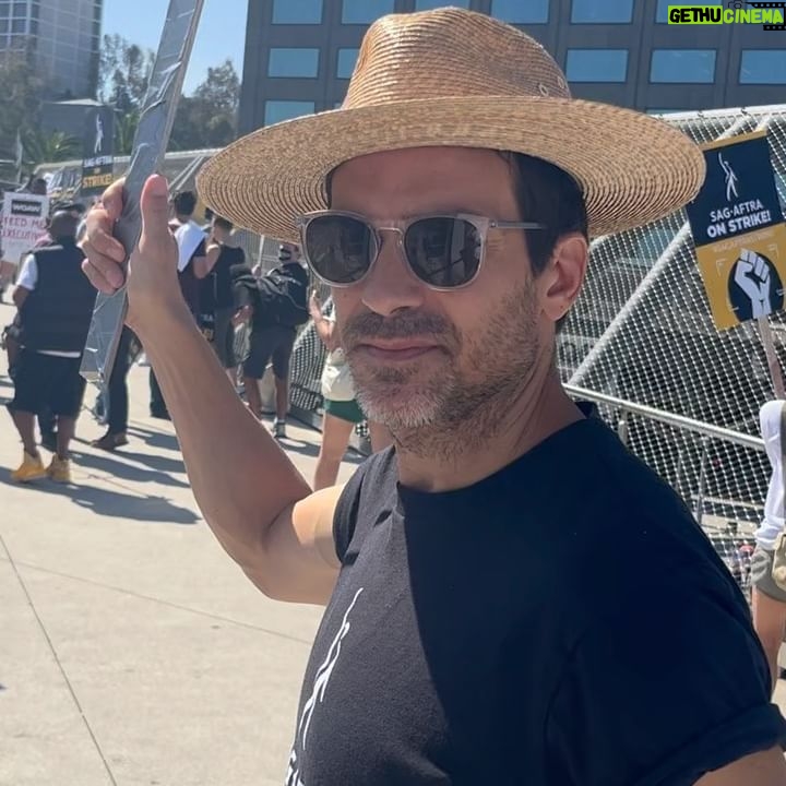 Santiago Cabrera - 9K Likes - Amazing energy on the picket lines today. Stay strong. #unionstrong #sagaftra #wgastrong #sagaftrastrong @jerilryan @thejackcoleman