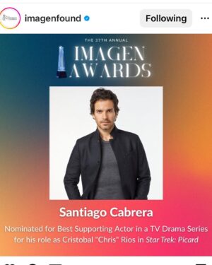 Santiago Cabrera Instagram - Thanks so much @imagenfound for the nomination. Sorry I can’t be with you later today, wishing you all the best, hope its a wonderful evening and congrats to all fellow nominees #imagineawards #imaginefoundation  Muchas gracias Imagine Awards por la nominación. Siento no poder estar con ustedes están noche, les deseo lo mejor, que sea una linda ceremonia y felicidades a todos los nominados #startrekpicard #startrek photo credit: I will come back and give it, it was a screen grab from our #Picard photo shoot in Season 2