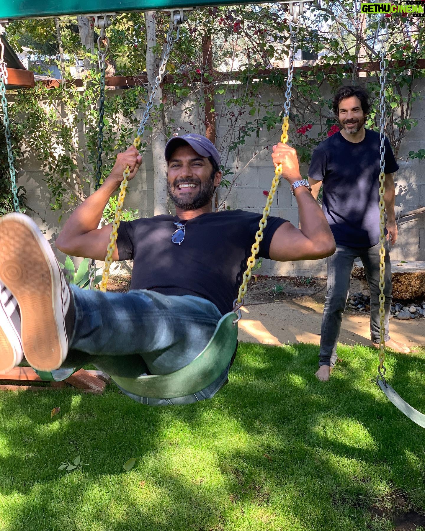 Santiago Cabrera - 15.7K Likes - #repost @sendhil_rama Nice one bruv, always a pleasure. Next play date we have is hopefully without the social distance, that way I can push you on the swing for reals 😉