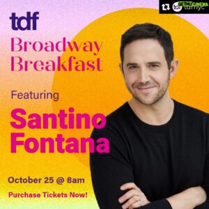 Santino Fontana Instagram - Wanna find out what I sound like at 8am?  Me too. Fan out with Santino Fontana, performing at our #TDFBroadwayBreakfast Oct 25th at 8am (that's one week away!) Purchase tickets to this event hosted by @sethrudetsky and James Wesly. #TDFCommunity @santinofontana