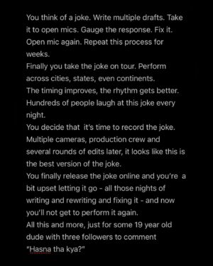 Sapan Verma Instagram - The essence of stand up comedy 🫠