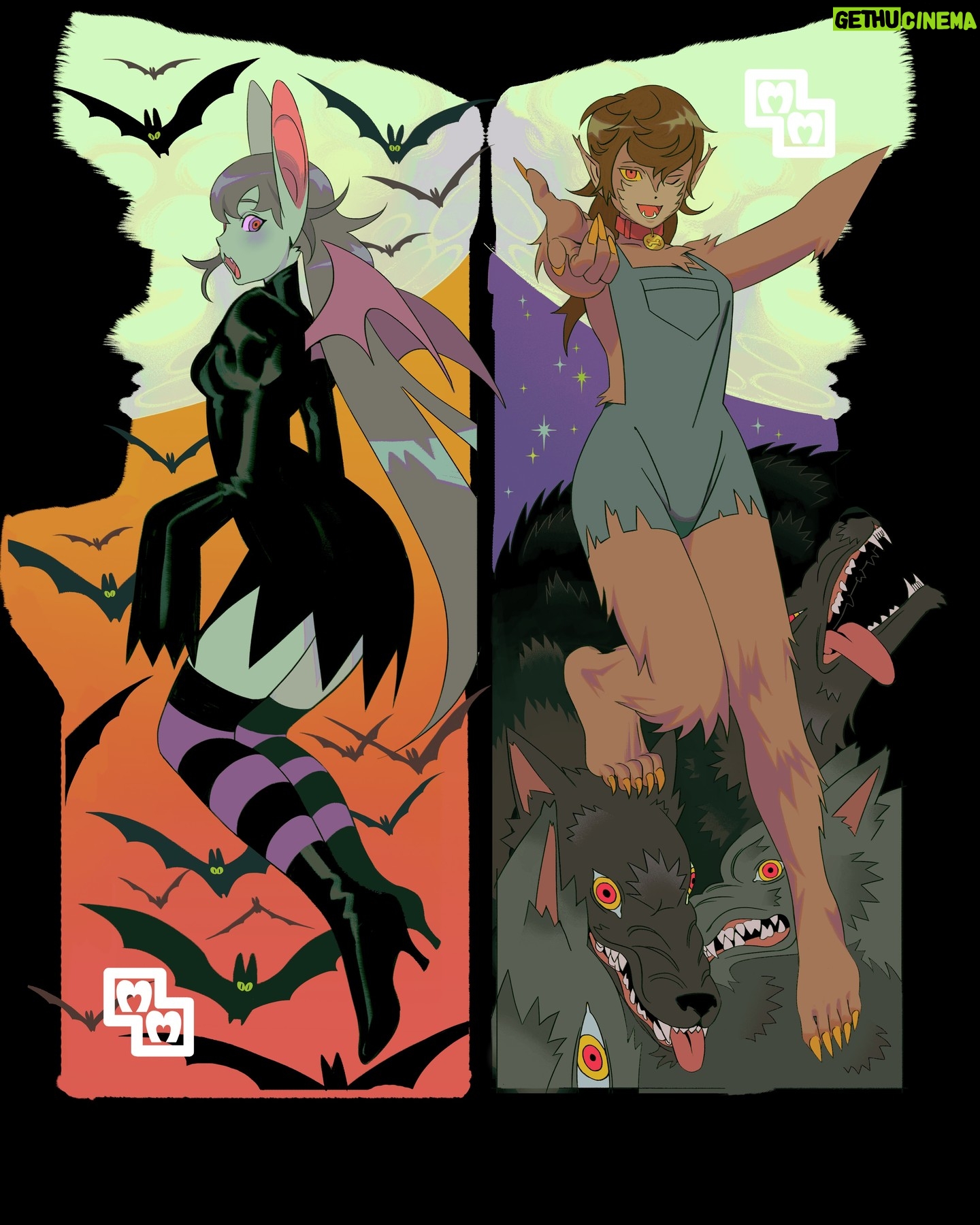 Sara Kipin - 3.1K Likes - Side panels for a mini arcade cabinet I designed for @gallerynucleus 🧛♀️🐺