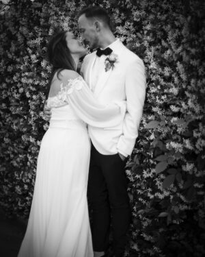 Sara Tomko Instagram - Three years ago, we made a vow to witness each other in this life, to not let any of it go unnoticed, to make it count, make it matter.  Not even a fire could stop us.  With most of our family and friends tucked away in their homes, we said I Do with a few, close loved ones by our side.  And after almost 9 years of togetherness, 3 of which have been wedded, messy, beautiful, bliss thanks to this day… I can’t thank the stars enough for sending you to me.  The heat lamp knows. 🔥🦚 
Happy Anniversary my love @tj_pederson 5.18.21