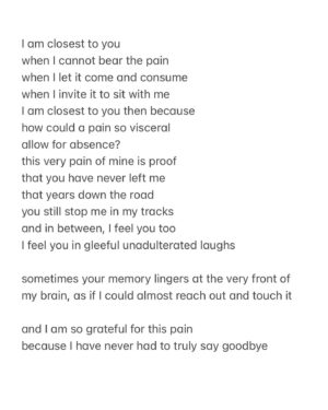 Sarah Jeffery Instagram - written for Cam, for my auntie, for a dear friend who lost her brother, for all those who know what it means to not know what to do with all that pain