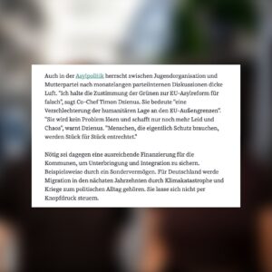 Sarah-Lee Heinrich Instagram - 🧭ZEIT FÜR KURSWECHSEL @die_gruenen 

Wir starten heute in unseren Bundeskongress. @xsarahleee und @dzienus haben mit der Südteuschen Zeitung darüber gesprochen, was es aus unserer Perspektive jetzt politisch braucht. Grade auch von der Grünen Partei. 
📖Lest rein!