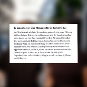 Sarah-Lee Heinrich Instagram - 🧭ZEIT FÜR KURSWECHSEL @die_gruenen 

Wir starten heute in unseren Bundeskongress. @xsarahleee und @dzienus haben mit der Südteuschen Zeitung darüber gesprochen, was es aus unserer Perspektive jetzt politisch braucht. Grade auch von der Grünen Partei. 
📖Lest rein!