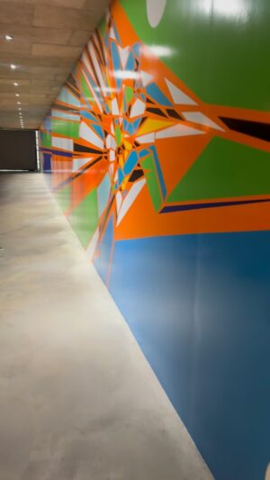 Sarah Morris Instagram - My wall painting “Detector [Spiderweb]” in a parking garage/bunker in Zurich opens tonight