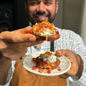 Saransh Goila Instagram - My US visa was first rejected in June, 2011. Why? Because I was unmarried or jobless, I guess. My dream was to travel to LA with the last batch of my savings to try my luck at the food network to pursue my dream of being a chef in the food content industry! I wanted to merge my passion for cooking and acting, together. I was shattered when this last attempt to live my dream was rejected (after having already faced multiple rejections in Mumbai in 2010).

After a month out of nowhere I got a call from 'FoodFood' tv channel to come for a life changing audition, later I was told it was through an email I had dropped back in the year 2010 when I was struggling to be in Mumbai. After my audition I was shortlisted to be on Mahachallenge. Life took a turn on that show, I went on to win it and I also met my idol Chef Sanjeev Kapoor.

Then 9 months later - March, 2012 - I was invited to the US to represent Indian cuisine and a young interviewer at the Visa consulate asked "Why was your Visa rejected, I can't understand, also with a polite smile he told me that I didn't have to carry amy newspaper clippings to prove a point. Please teach me more about Indian food" he said. I wish I could explain to him that life had happened to me. If I had gone earlier to the US, who knows I might have struggled all my life. My rejection made me who I am today. This is Arbhi tuk canape that I made for a demo in New York to showcase how beautiful Indian cuisine is. I would not change a single thing about this journey because if you dare to dream, life will happen to you.
.
.
Sindhi Arbi Tuk Canape 

Boil 250g Arbi 
for 10 minutes 

Strain & set aside 

Fry them for 10 mins in low medium hot oil

Look at that 
Cool them down 
& smash them 
Fry in super hot oil 
Till GBC 

Tuk Masala
1tbsp Chili powder
1 tbsp Coriander powder
1/4tsp Haldi powder 
1/2tbsp Jeera powder 
1.5 tbsp Aamchur powder 
Salt to taste

Toss tuk and masala together 

Slice 1 onion 
1 inch Ginger, julienne 
Lemon juice to taste 
Kala namak to taste 
Mix well 

Grate 1 Cucumber 
Squeeze out the excess water 

200g Thick yogurt 
Add the cucumber 
2 Garlic cloves, grated
Coriander and Mint 
Salt, mix well.

Assemble!