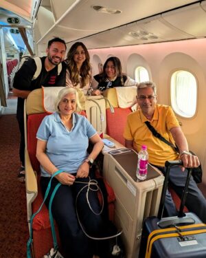 Saransh Goila Instagram - Life is nothing short of a miracle, sometimes. From wondering how we will take care of mom with her pulmonary fibrosis to actually going on a trip with dad and her on their first ever trip to Europe. We are travelling to Italy and Switzerland and hoping for them to live their 90s Bollywood movie dreams. So, Ciao from Italy doston!

P.S. This was also my parents first business experience which was unfortunately terrible because obviously it was Air India. Screens malfunctioned, water dripping from over head and lots more 🤦‍♂️ Tried to trust them but not much has changed. Anyway, we are still making the most of our Italian summer ⛱️🍷