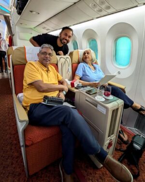 Saransh Goila Instagram - Life is nothing short of a miracle, sometimes. From wondering how we will take care of mom with her pulmonary fibrosis to actually going on a trip with dad and her on their first ever trip to Europe. We are travelling to Italy and Switzerland and hoping for them to live their 90s Bollywood movie dreams. So, Ciao from Italy doston!

P.S. This was also my parents first business experience which was unfortunately terrible because obviously it was Air India. Screens malfunctioned, water dripping from over head and lots more 🤦‍♂️ Tried to trust them but not much has changed. Anyway, we are still making the most of our Italian summer ⛱️🍷