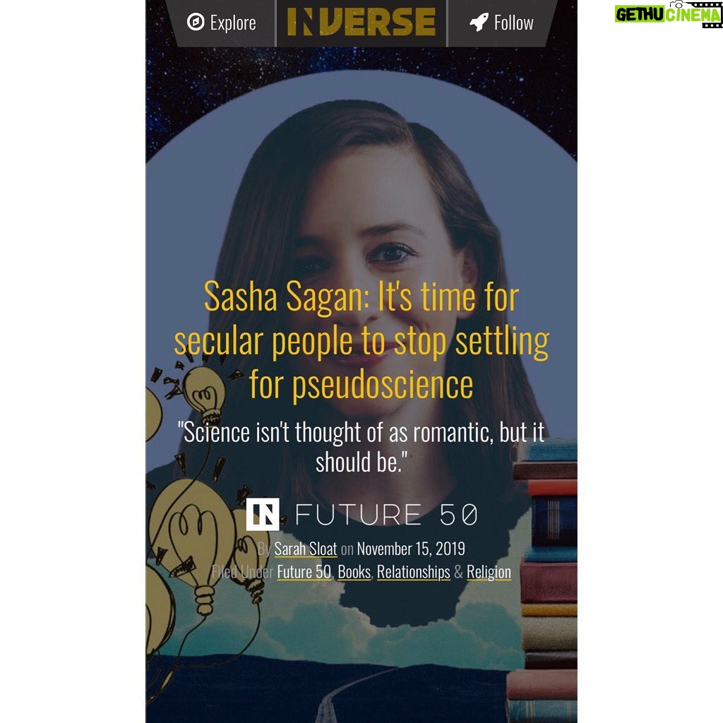 Sasha Sagan - 0.9K Likes - Thank you, @inverse! So excited to be included on your Future 50 list.