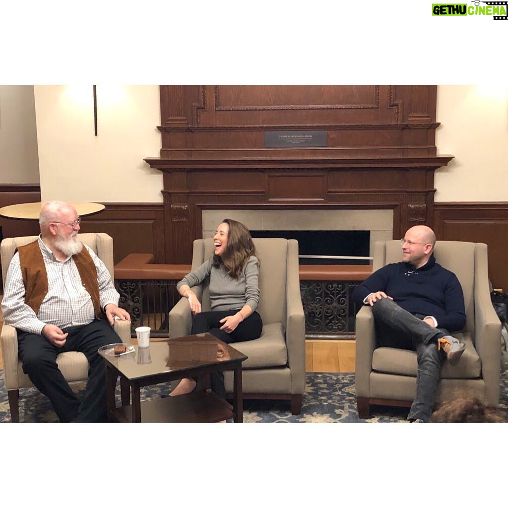 Sasha Sagan - 589 Likes - This is me last night with #danieldennett and #gregepstein on a panel about being secular for a philosophy class at Harvard called “Saints, Heretics and Atheists”. The students asked interesting, thoughtful questions and we gave long, rambling answers. I had an absolute ball.