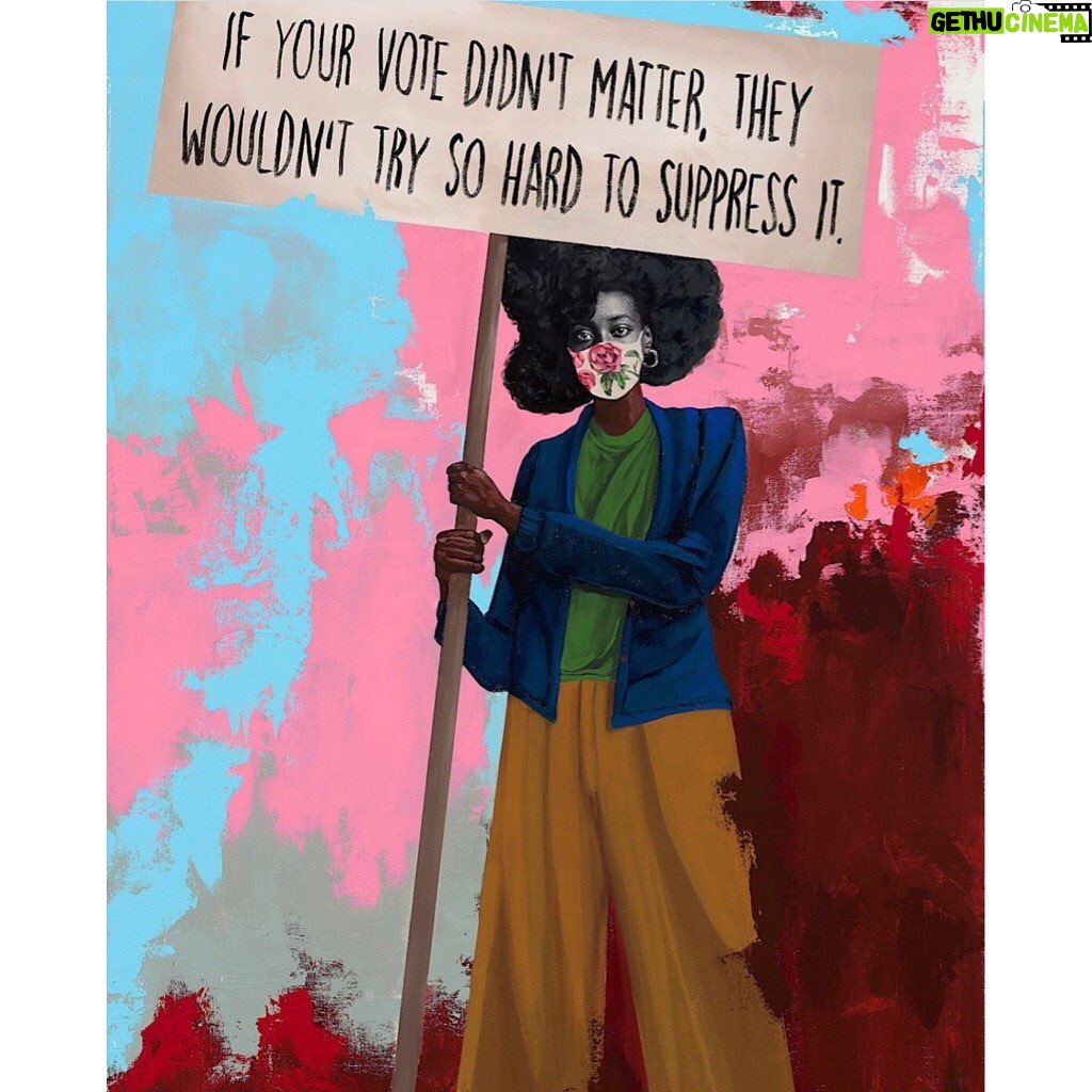 Sasha Sagan - 1.3K Likes - This beautiful work of art by @cedricsmithstudio makes me think of the heroic John Lewis and so many others who risked life and limb for this right. Don’t forget them today. #vote