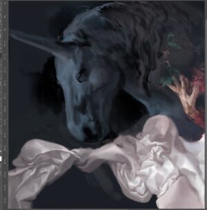 Saskia Gutekunst Instagram - There you go, this one is coming along too :) thanks for all the answers to my last post, i´ll look into finding a solution for my problems with limited upload options #wip #instaart #painting #cloth #fabric #horse #unicorn
