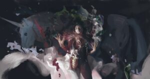 Saskia Gutekunst Instagram - wip, no idea where this will go yet ^^; #instaart #painting #woman #digitalart #surreal #unicorn
