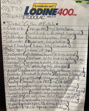 Scott Colton Instagram - This is a list of move names (& explanations) I made when I was a teenager that I would do once I started wrestling as “Classic” Colton McCullah. 450 Hinge & Single Elimination are pretty good. What’s your favorite?
