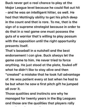 Scott Patterson Instagram - Why the New York Mets Should Hire Buck Showalter as Manager; An Open Letter To owner Steve Cohen - Nobody asked me to do this but here goes.... Buck Showalter and I were NY Yankee teammates at AA Nashville and AAA Columbus in the early to mid-80's so I got to know him…(Swipe left to read)
@mets 
#BuckShowalter #nymets