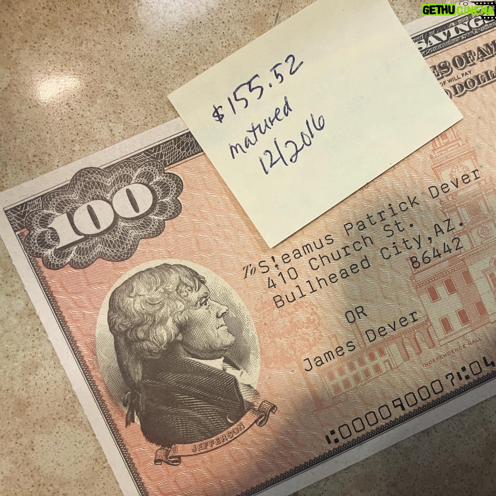 Seamus Dever - 2.4K Likes - I was awarded Elks Student of the Year in 1990 and received this US Savings Bond. After sitting in a box for 34 years, I cashed it in today. It’s actually worth $217.