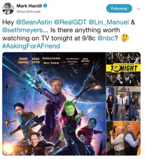 Sean Astin Instagram - Game on!!!!
#Brooklyn99⁠ ⁠ #SeasonPremier 
#guardiansofthe99 
@hamillhimself @realgdt @sethmeyers #linmanuelmiranda