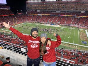 Sean Fujiyoshi Instagram - First Niners game and we smoked them! Thanks babe for getting these tickets! #cheehuuuu #49ers #movember