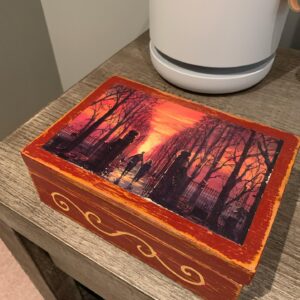 Sean Murray Instagram - Kenny Ortega had this box made for me and gave it to me when we wrapped Hocus Pocus. looks pretty good for 30 yrs old! I also included a pic of the steel cauldron everyone got... it's our change-jar :)