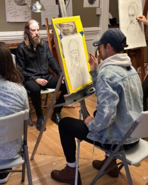 Sean O'Pry Instagram - I recently got the opportunity to take Master of Portraits @oliversin ‘s live portrait class at the historic @salmagundiclub . Such a wonderful experience to do live drawing and also get the chance to work with fine charcoal for the first time. Thank you Oliver and all the great classmates who let me bend their ear. 
Here are some of the progressions of my piece

Also, don’t wear white to charcoal drawings. Just don’t.