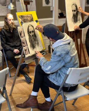 Sean O'Pry Instagram - I recently got the opportunity to take Master of Portraits @oliversin ‘s live portrait class at the historic @salmagundiclub . Such a wonderful experience to do live drawing and also get the chance to work with fine charcoal for the first time. Thank you Oliver and all the great classmates who let me bend their ear. 
Here are some of the progressions of my piece

Also, don’t wear white to charcoal drawings. Just don’t.
